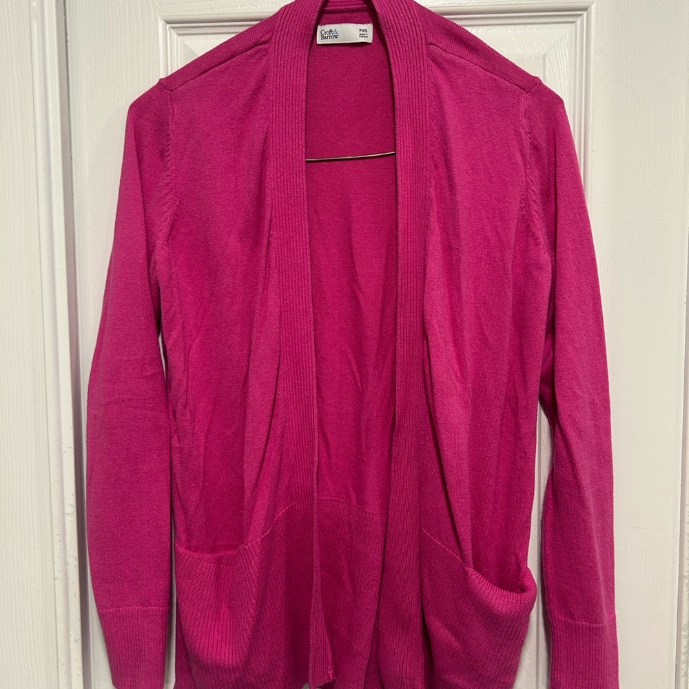 Croft & Barrow Pink Open-Front Cardigan